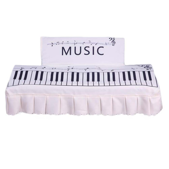 61 Keys Polyester Electric Piano Cover Musical Note Keyboard Cover Universal Digital Piano Cover Cloth,Black Whitedo 45599771