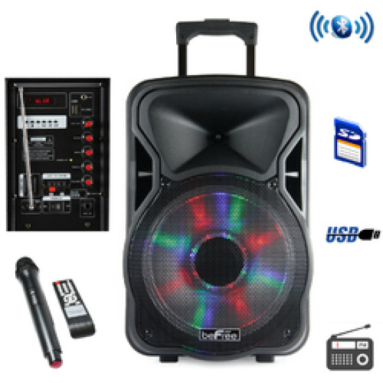 beFree Sound 12 Inch Bluetooth Rechargeable Party Speaker With Illuminatiing Lightsdo 43331387